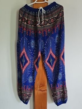 Boho Blue Printed Harem Pants